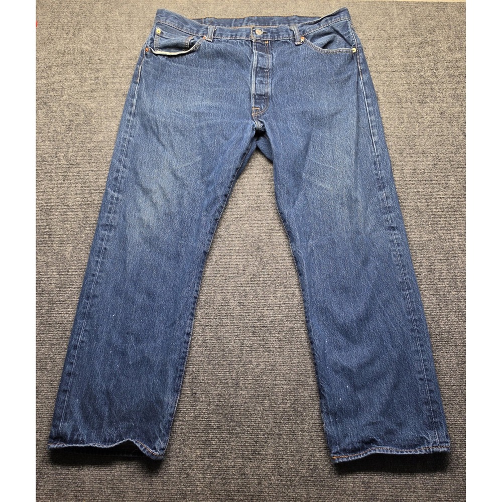 Levis 501 Original Fit Jeans Mens 42x32 Medium Wash Blue Denim Button Fly